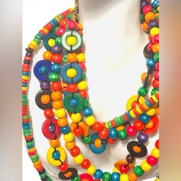 Sassy Jones Colorful 3 Strand Beaded Necklace - Picture 3 of 5